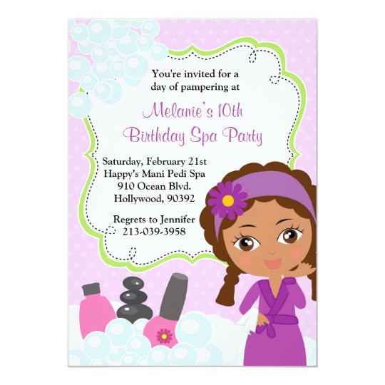 African American Birthday Invitations
 African American Spa Birthday Party Invitation