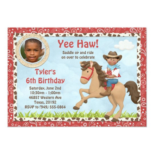 African American Birthday Invitations
 African American Cowboy Horse Kids Birthday Party