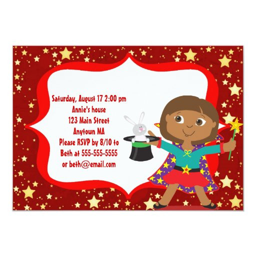 African American Birthday Invitations
 African American Girl Magician Birthday Invitation