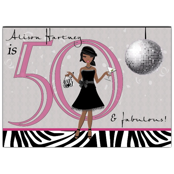 African American Birthday Invitations
 Chic African American Girl Disco 50th Birthday Invitations