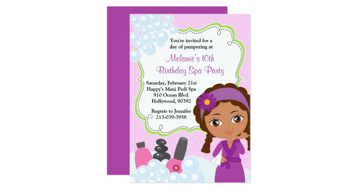 African American Birthday Invitations
 African American Spa Birthday Party Invitation