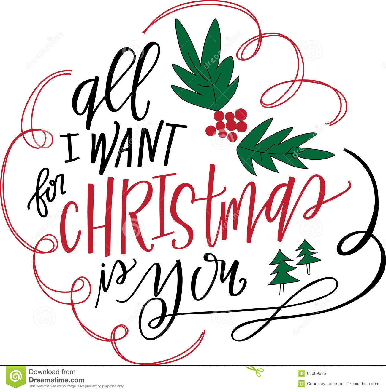 All I Want For Christmas Quotes
 All I Want For Christmas Is You Stock Illustration Image