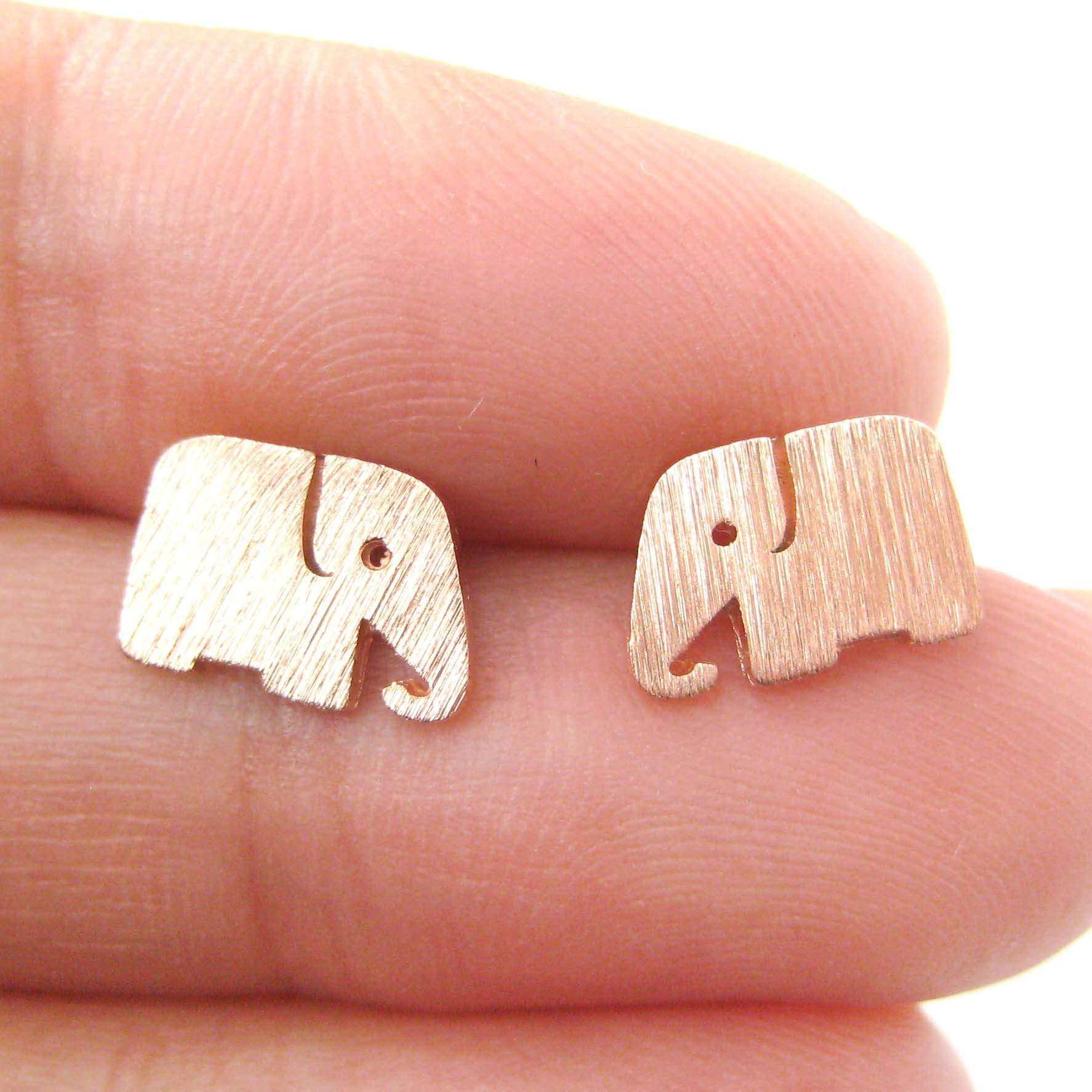 Allergy Free Earrings
 Cute Elephant Shaped Stud Earrings in Rose Gold