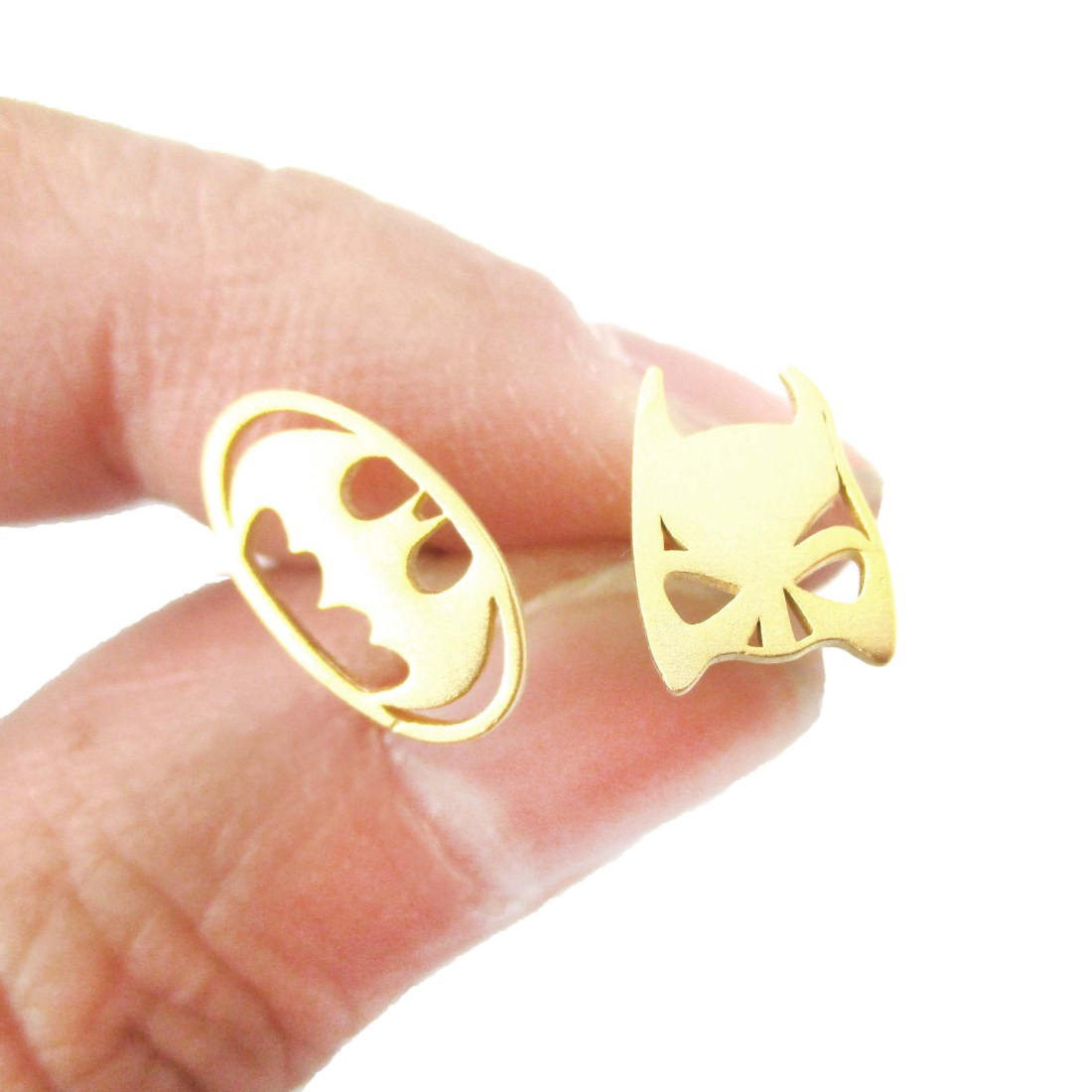 Allergy Free Earrings
 Batman Mask and Logo Shaped Silhouette Allergy Free Stud