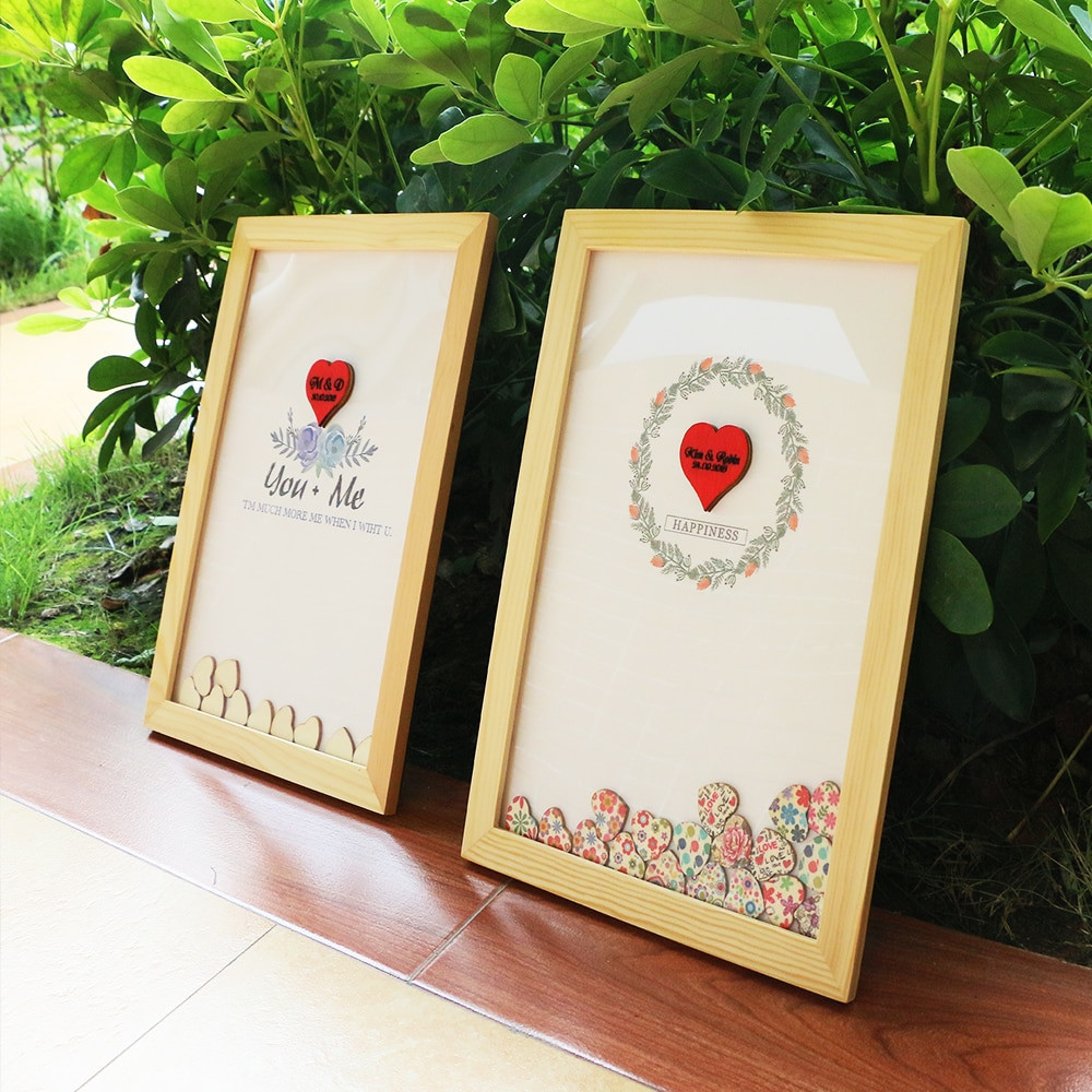 Alternative Guest Books For Weddings
 Personalised Wedding guest book alternative wood Heart