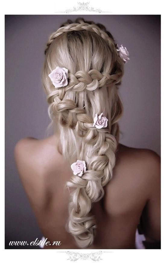 Amazing Wedding Hairstyles Long Hair
 Braid Wedding Hairstyle with Roses ♥ Amazing Wedding