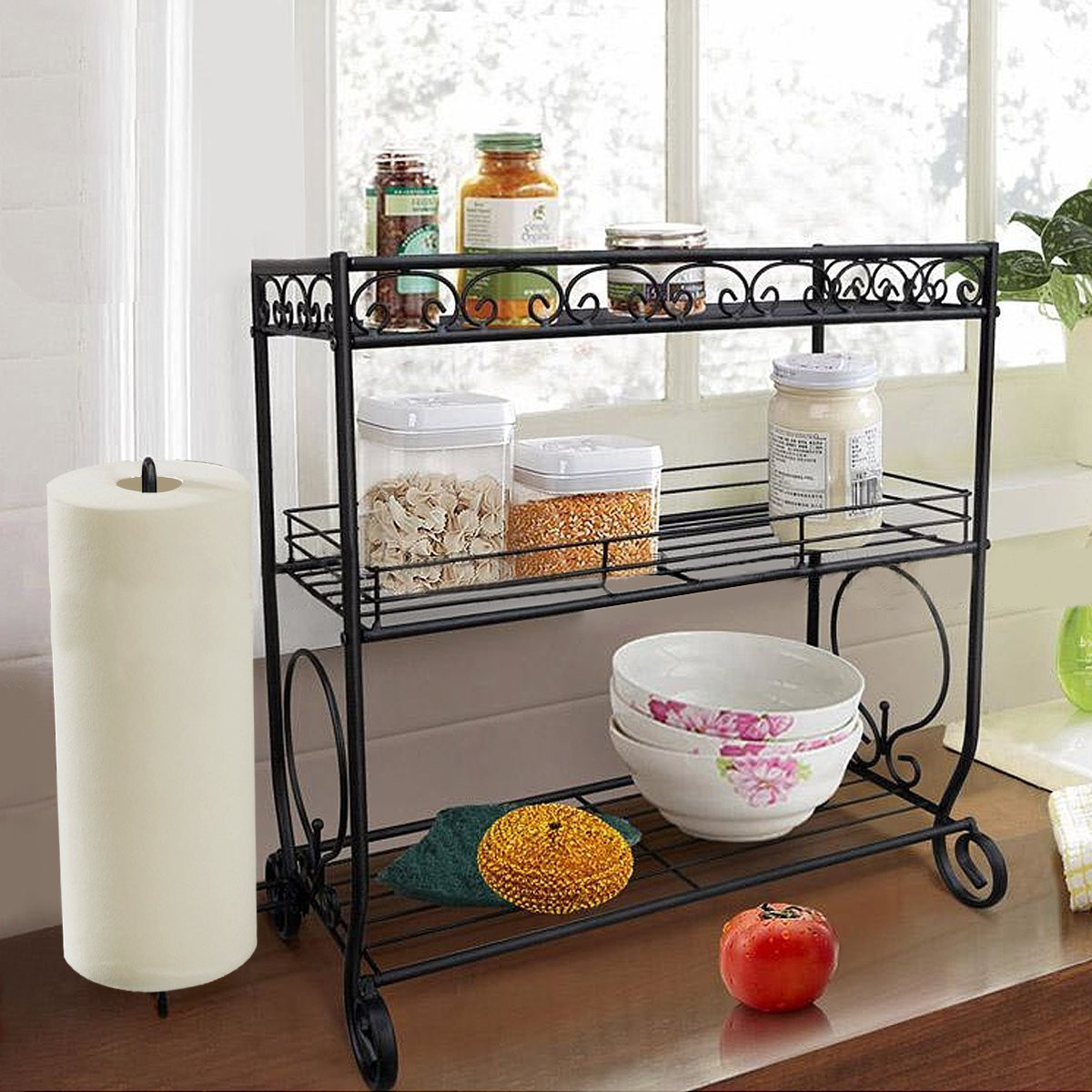 Amazon Kitchen Organizer
 3 Tier Spice Rack Kitchen Storage Stand Towel Holder Jars