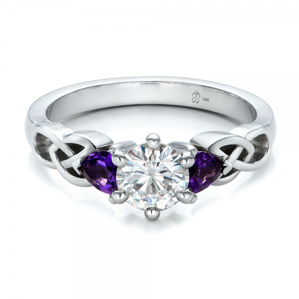 Amethyst Diamond Engagement Ring
 Custom Amethyst and Diamond Engagement Ring