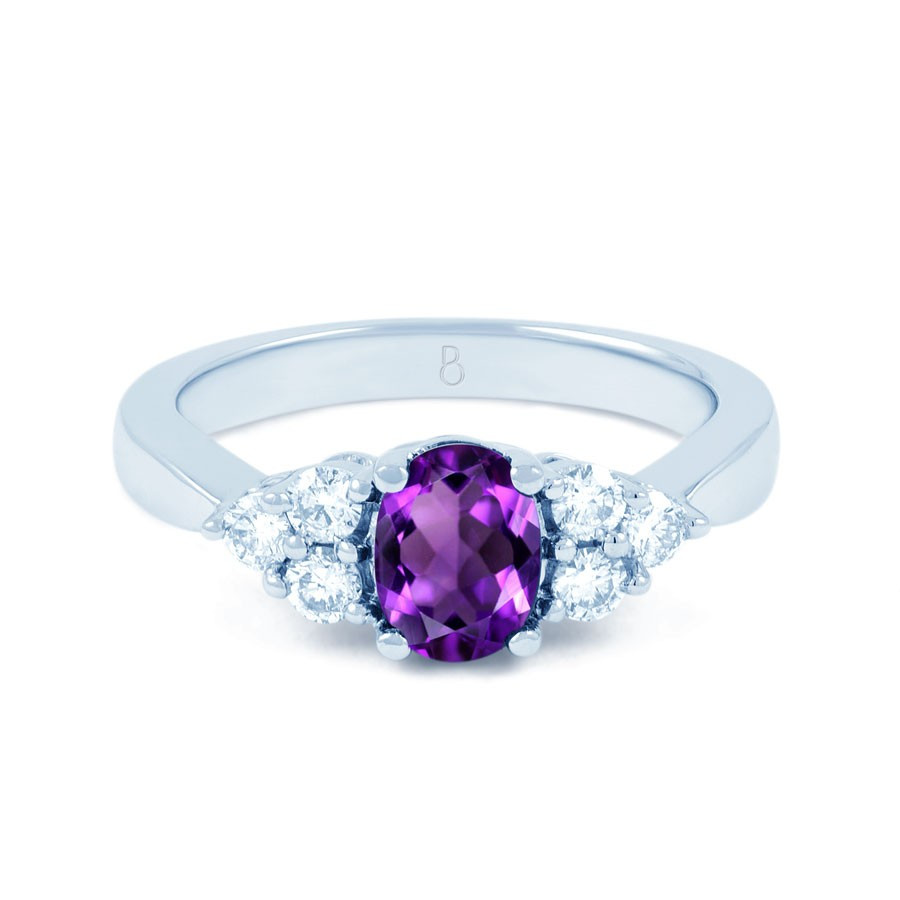 Amethyst Diamond Engagement Ring
 18ct White Gold Amethyst & Diamond Vintage Engagement Ring