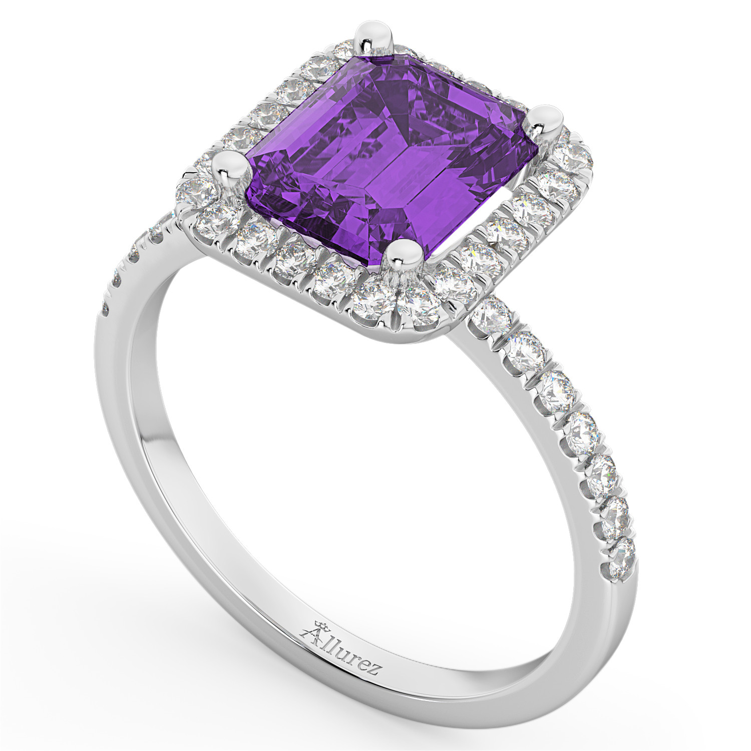 Amethyst Diamond Engagement Ring
 Amethyst & Diamond Engagement Ring 14k White Gold 3 32ct