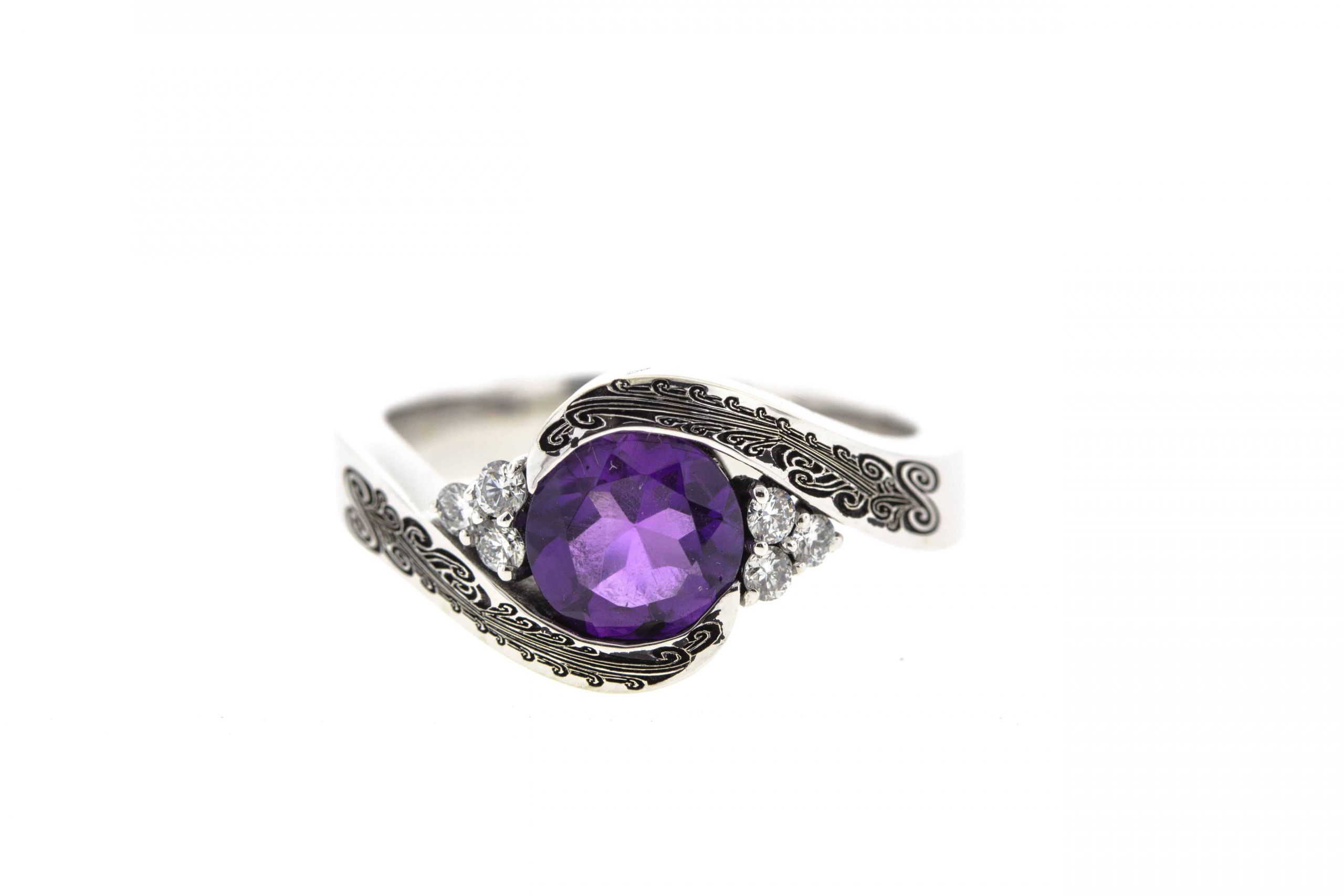 Amethyst Diamond Engagement Ring
 Amethyst and Diamond Engagement Ring Concierge Diamonds