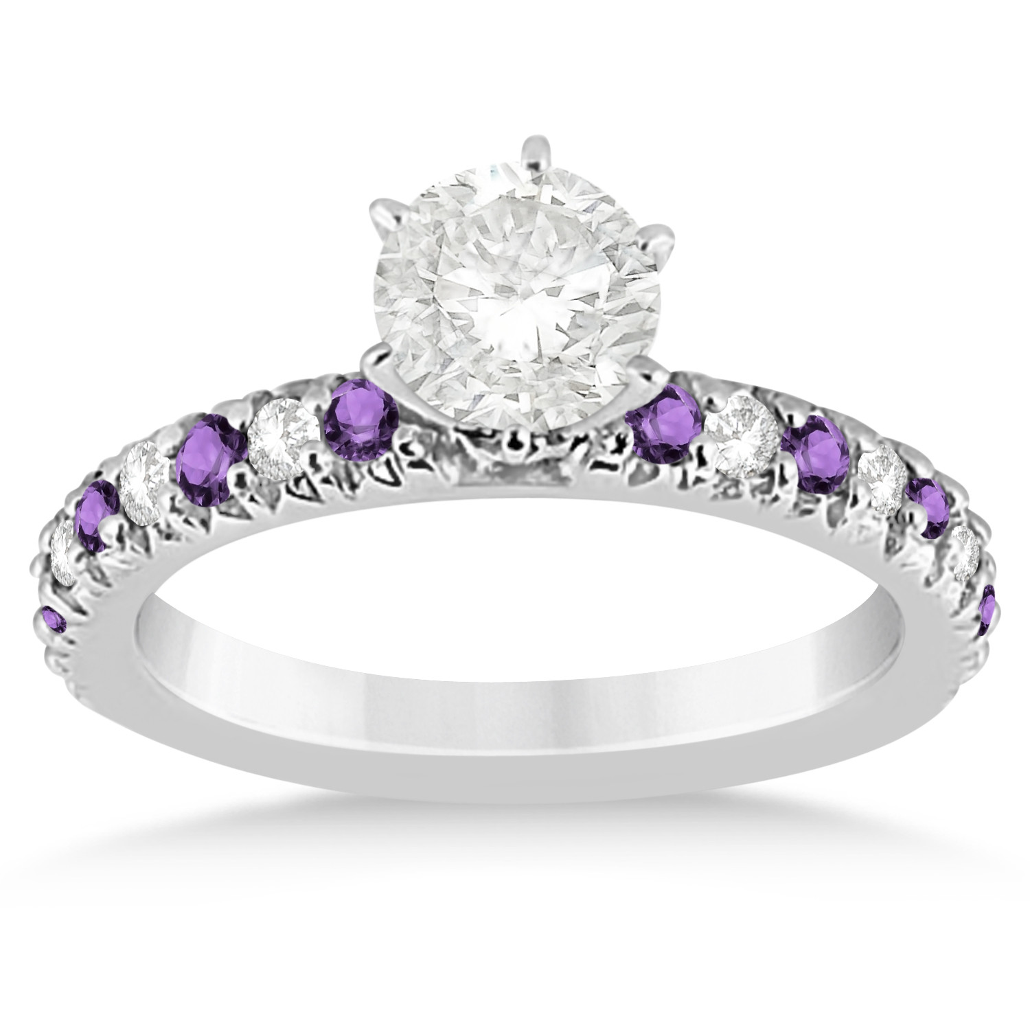 Amethyst Diamond Engagement Ring
 Amethyst & Diamond Engagement Ring Setting 18k White Gold