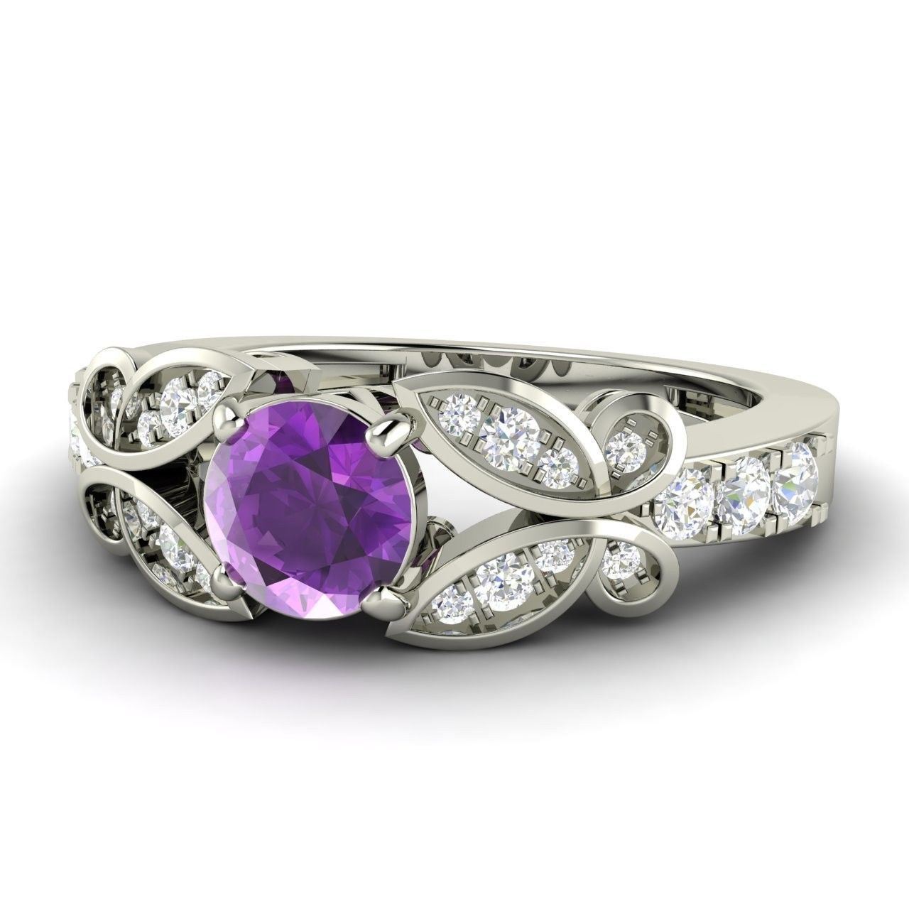 Amethyst Diamond Engagement Ring
 0 75 Ct Natural Purple Amethyst & Diamond Classic