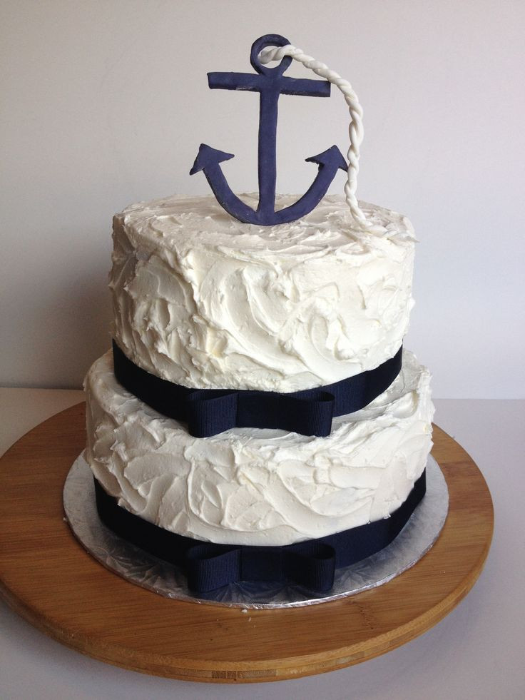 Anchor Birthday Cakes
 Nautical Themed Buttercream Cake Anchor and rope made
