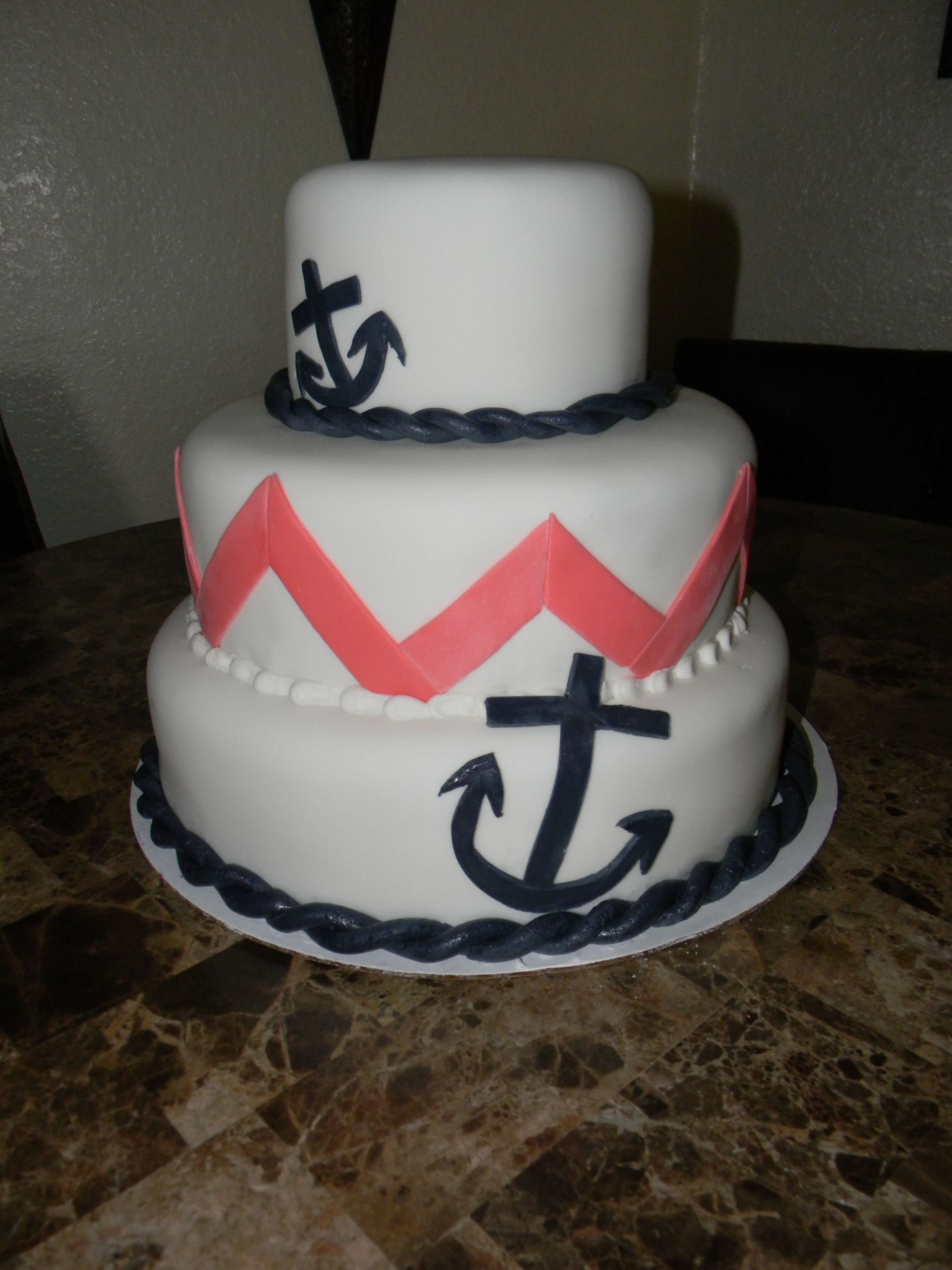 Anchor Birthday Cakes
 Anchor and Coral chevron cake