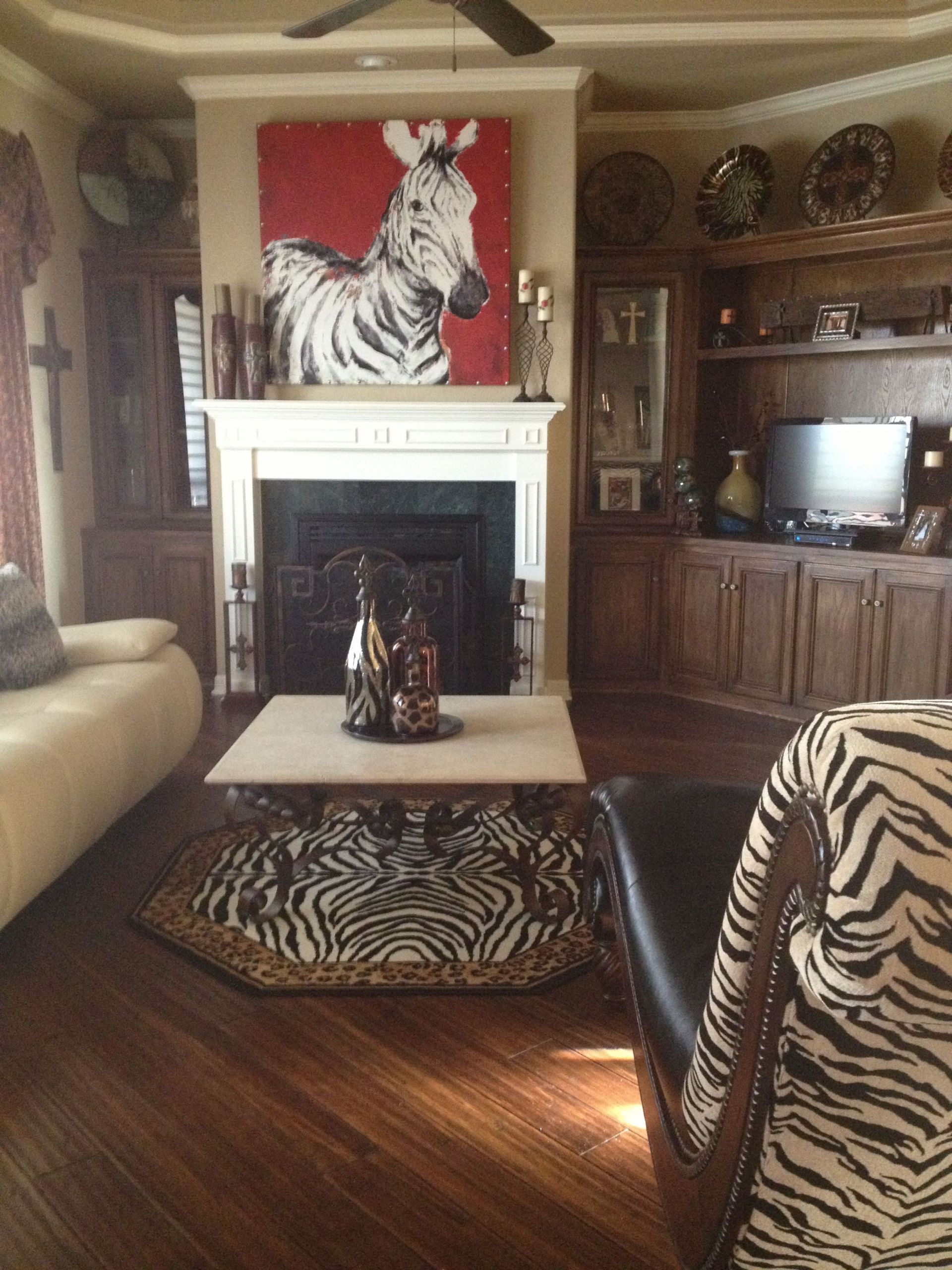 Animal Print Living Room Decor
 This is my zebra living room I love animal prints so