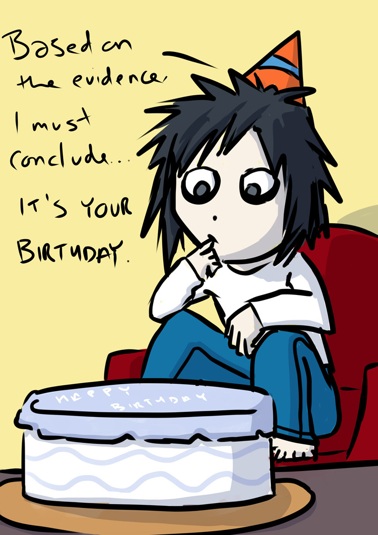 Anime Birthday Cards
 L Birthday Card by scribblingninja on DeviantArt