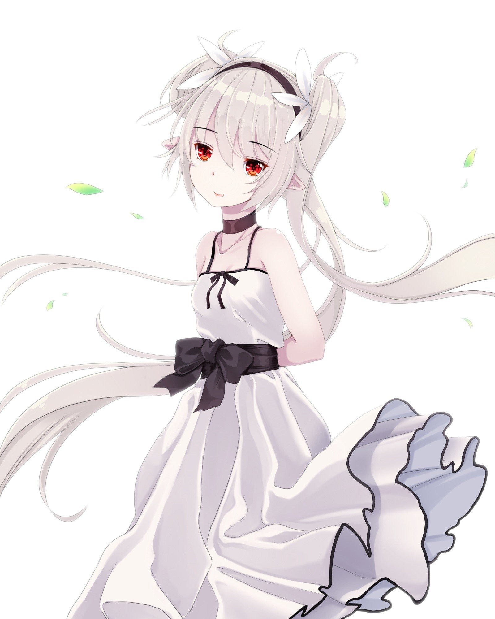 Anime Girl Long Hairstyles
 long hair Red eyes Anime Anime girls Dress Gray hair