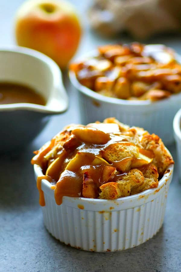 Apple French Toast Bake
 Overnight Individual Caramel Apple French Toast Bake