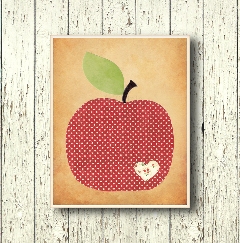 Apple Wall Decor For Kitchen
 Apple family art decor kitchen wall decor by LilChipie on Etsy