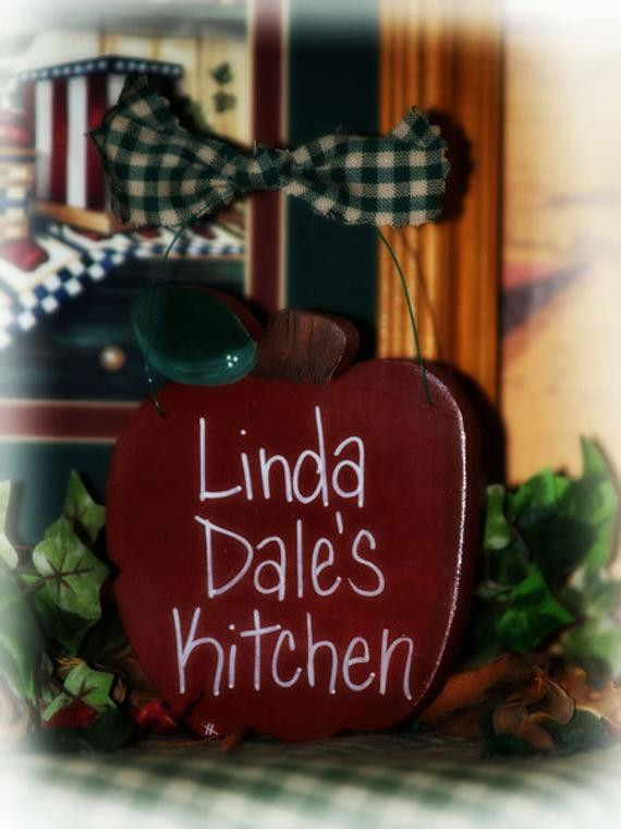 Apple Wall Decor For Kitchen
 Items similar to Apple Personalized Kitchen Apples Sign