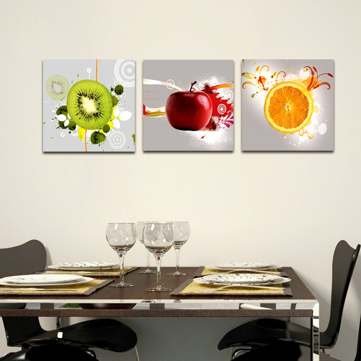 Apple Wall Decor For Kitchen
 Red Apple Orange Kiwi Wall Art Print Canvas Framed Kitchen