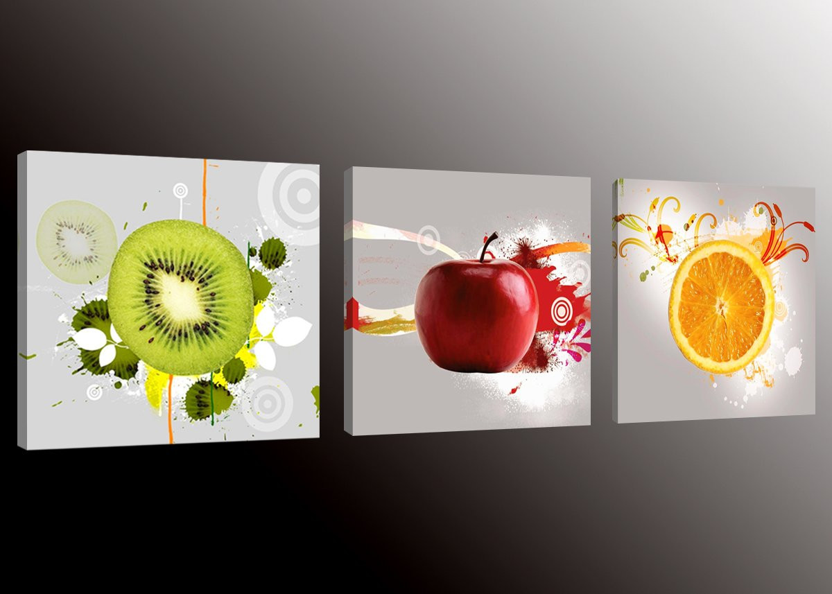 Apple Wall Decor For Kitchen
 Red Apple Orange Kiwi Wall Art Print Canvas Framed Kitchen