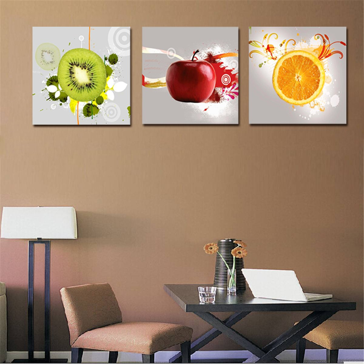 Apple Wall Decor For Kitchen
 Red Apple Orange Kiwi Wall Art Print Canvas Framed Kitchen