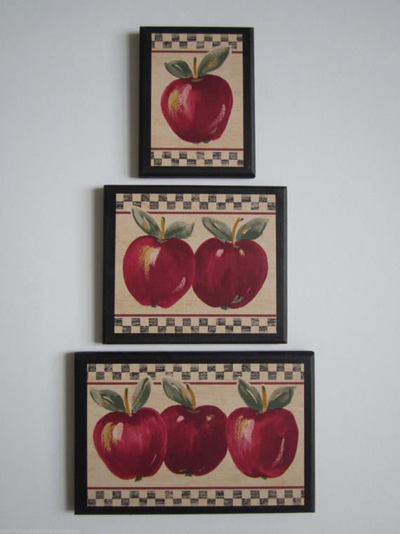 Apple Wall Decor For Kitchen
 Apple Signs set of 3 Kitchen Wall Decor plaques country style