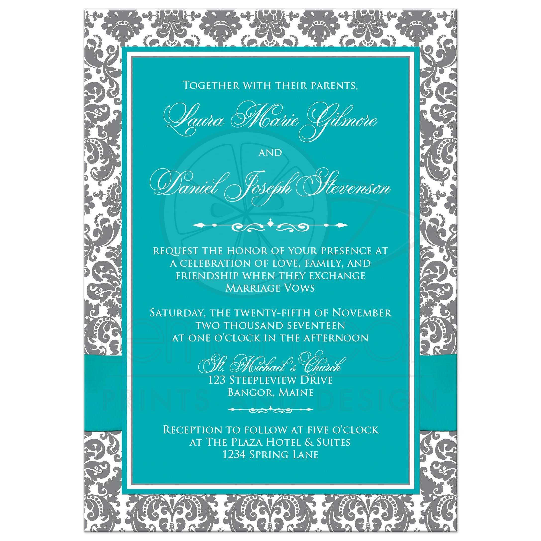 Aqua Wedding Invitations
 PHOTO Template Wedding Invitation