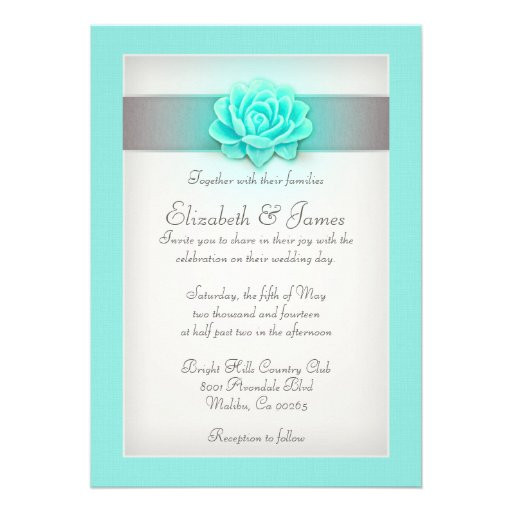 Aqua Wedding Invitations
 Aqua Wedding Invitations 5" X 7" Invitation Card