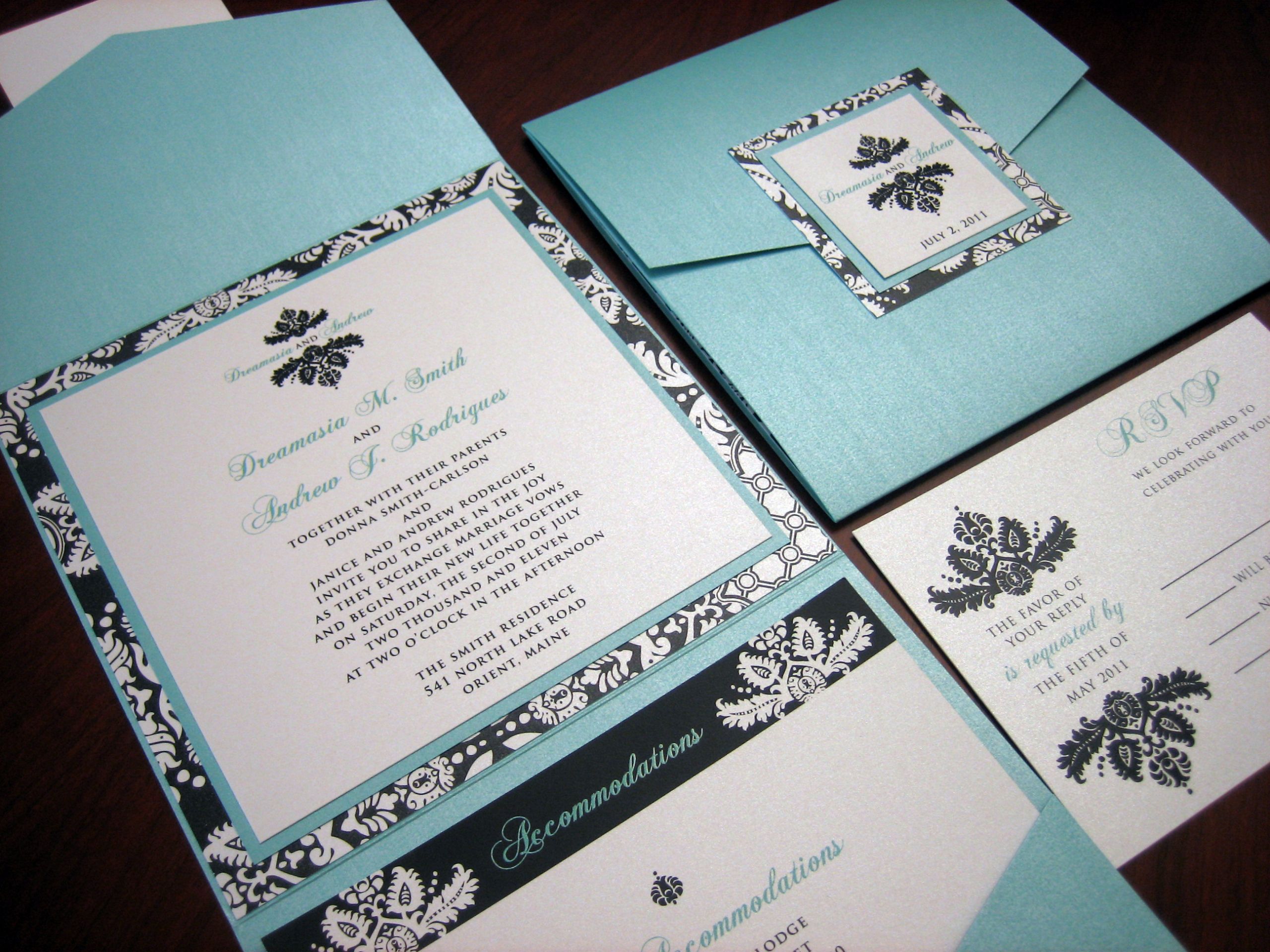 Aqua Wedding Invitations
 aquamarine wedding invitation