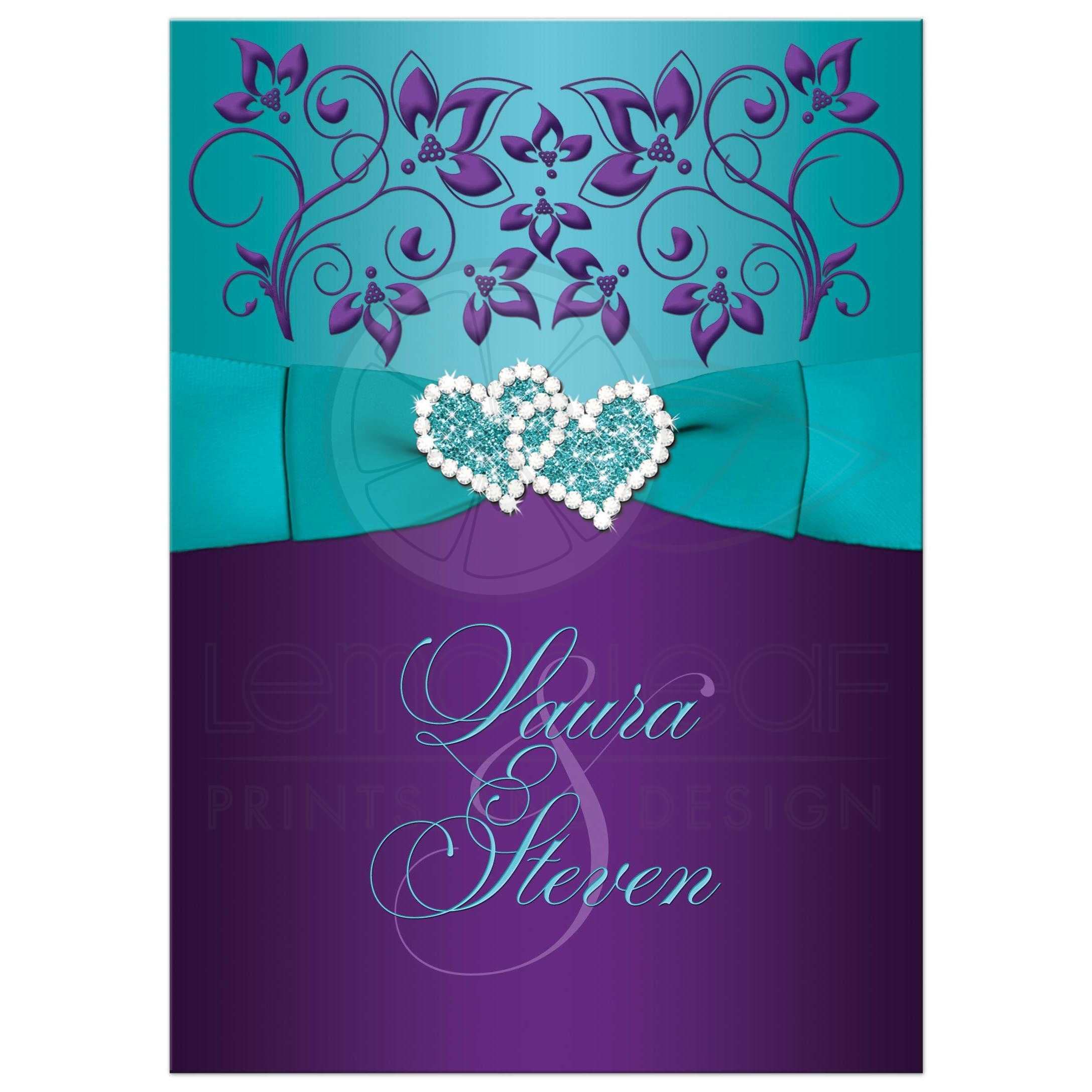 Aqua Wedding Invitations
 Wedding Invitation Purple Aqua White Floral