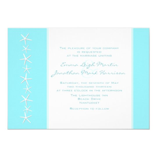 Aqua Wedding Invitations
 Aqua Blue Starfish Beach Wedding Invitations