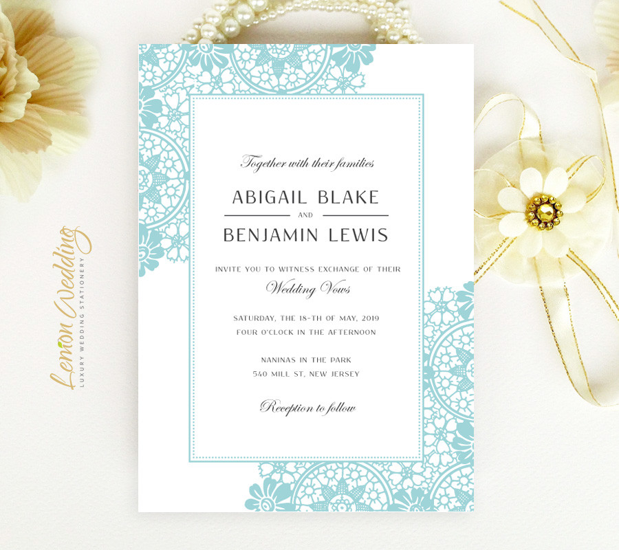 Aqua Wedding Invitations
 Aqua Wedding Invitations LemonWedding