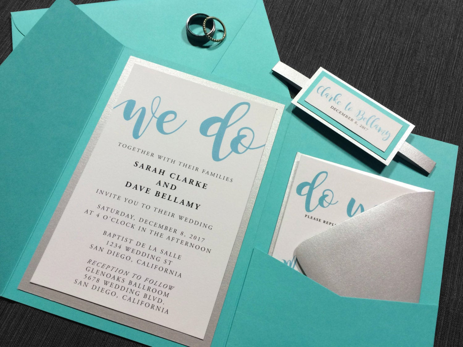 Aqua Wedding Invitations
 Aqua Blue and Silver Wedding Invitations Teal Blue Aqua