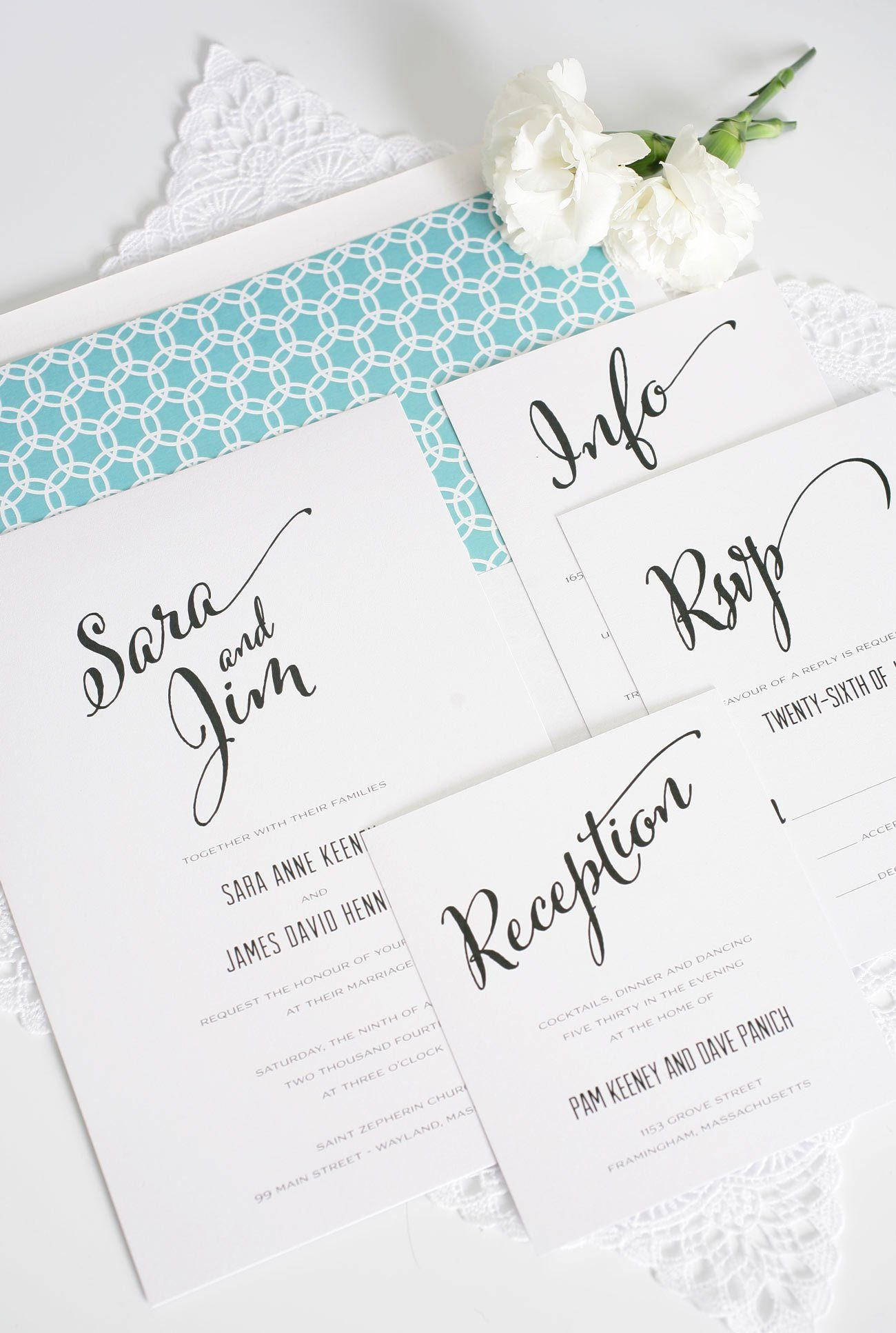 Aqua Wedding Invitations
 Modern Script Wedding Invitations in Aqua – Wedding