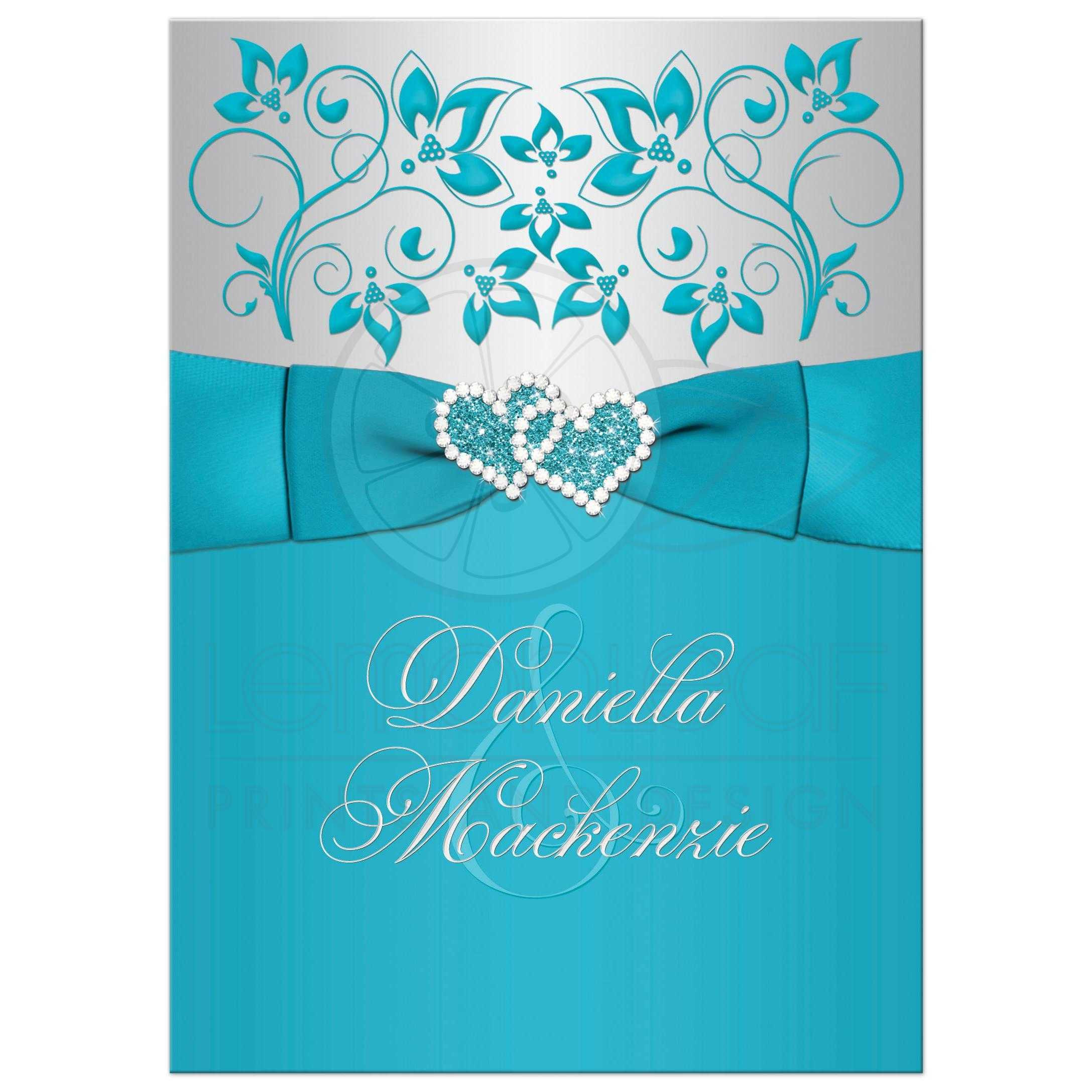 Aqua Wedding Invitations
 Wedding Invitation Turquoise Silver Floral