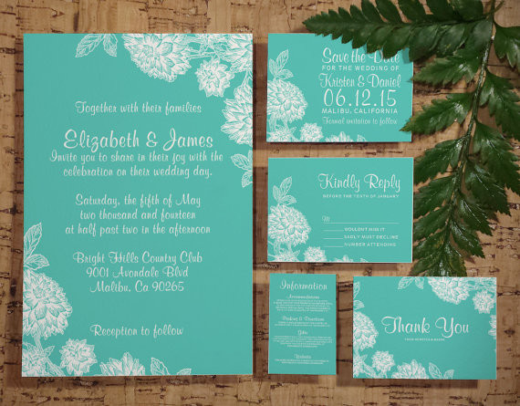 Aqua Wedding Invitations
 Amazing Colors For Fall Wedding Invitations