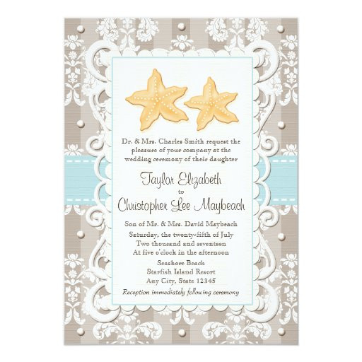 Aqua Wedding Invitations
 Aqua Blue Starfish Wedding Invitations