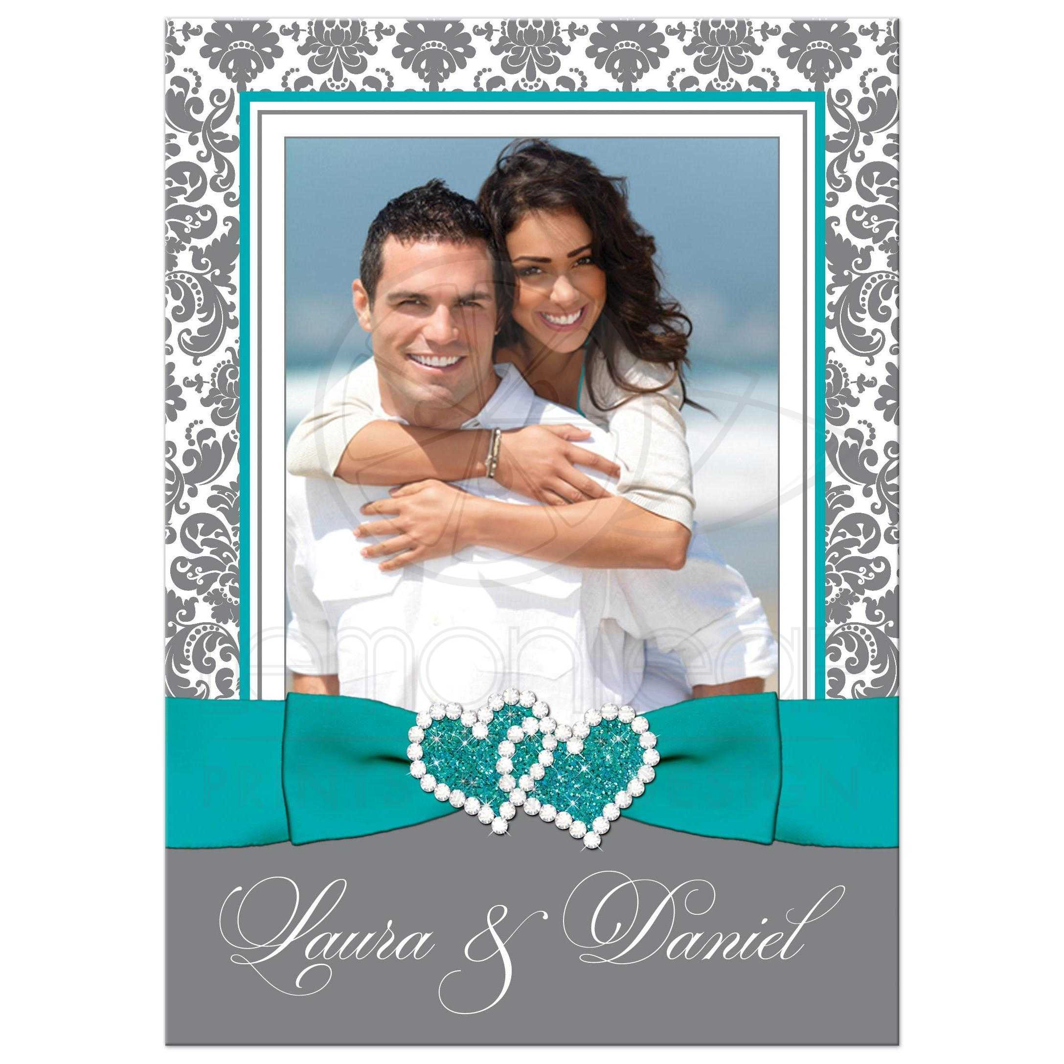 Aqua Wedding Invitations
 PHOTO Template Wedding Invitation