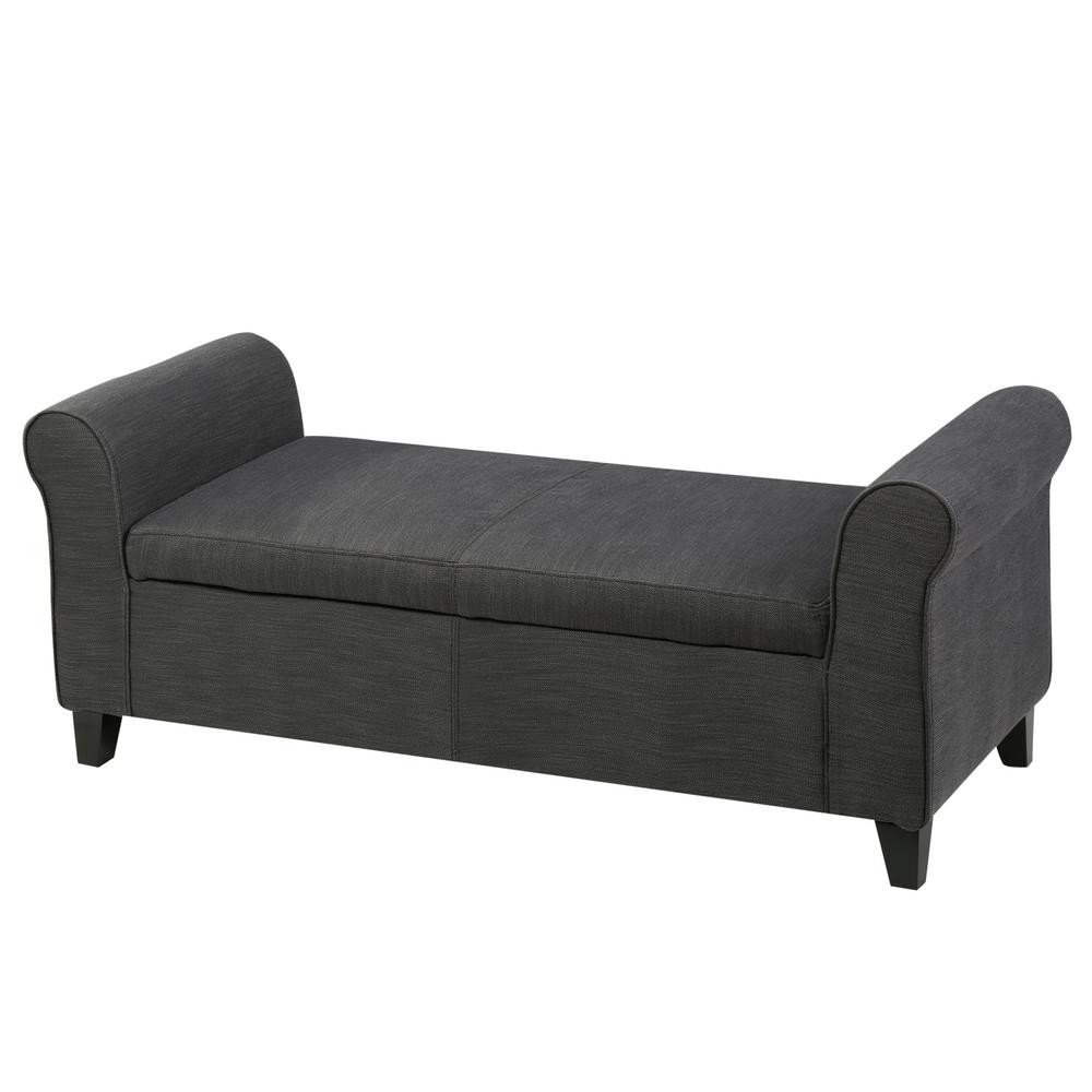 Armed Storage Bench
 Noble House Jaelynn Gray Fabric Armed Storage Ottoman