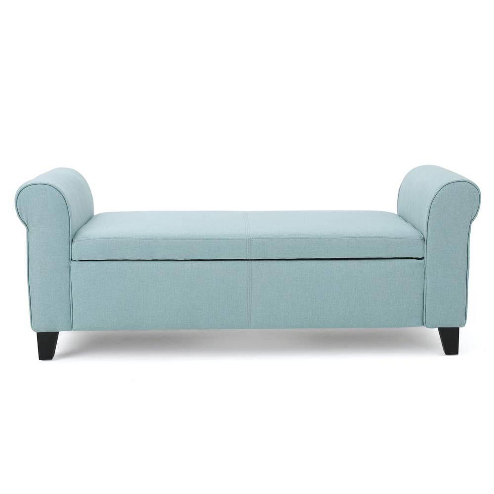Armed Storage Bench
 Noble House Hayes Light Blue Fabric Armed Storage Bench