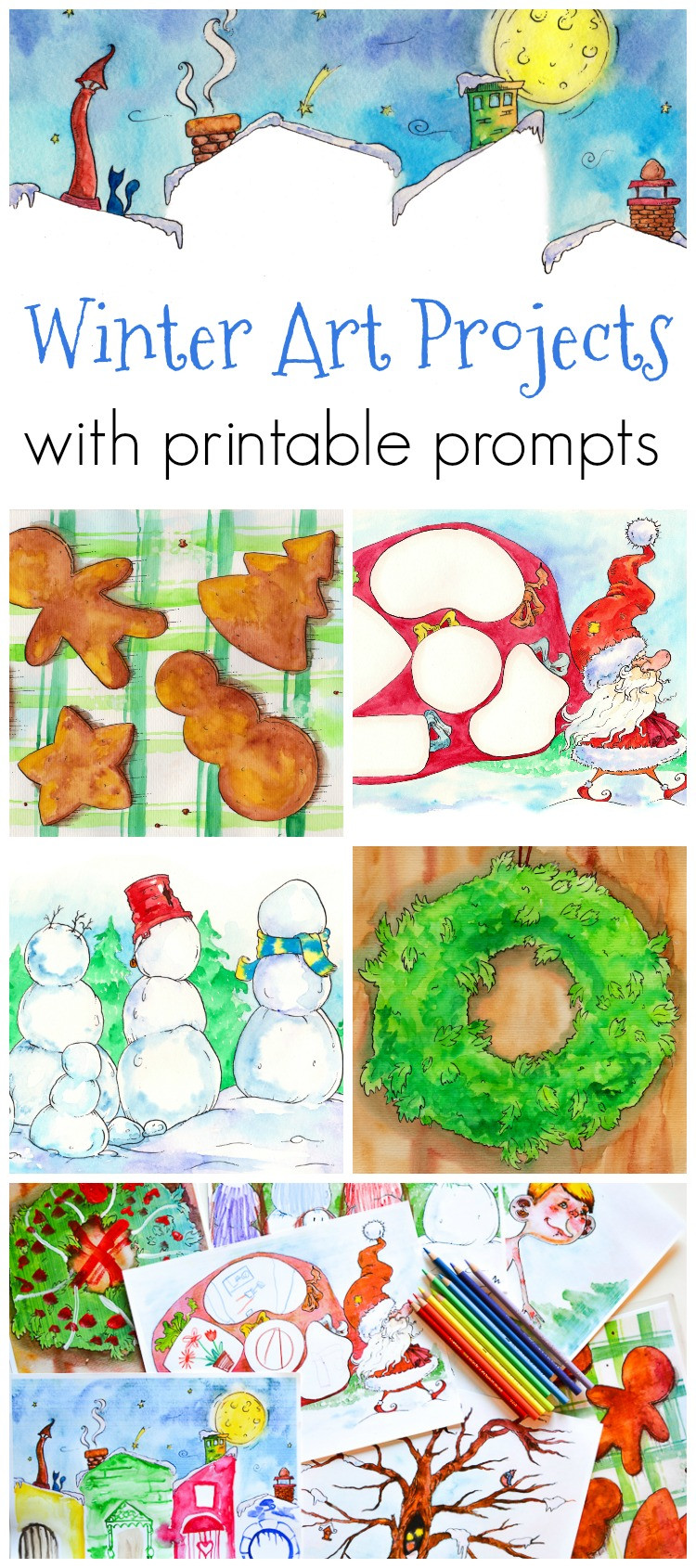 Art Activities For Kids
 Winter Art Projects with Printable Prompts for Kids
