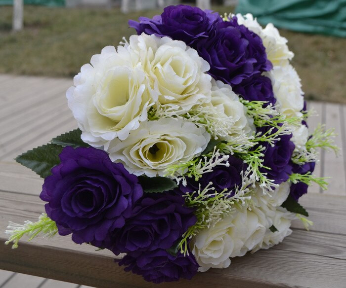 Artificial Flowers For Wedding
 Aliexpress Buy Fake Bridal Bouquet Double Color 24