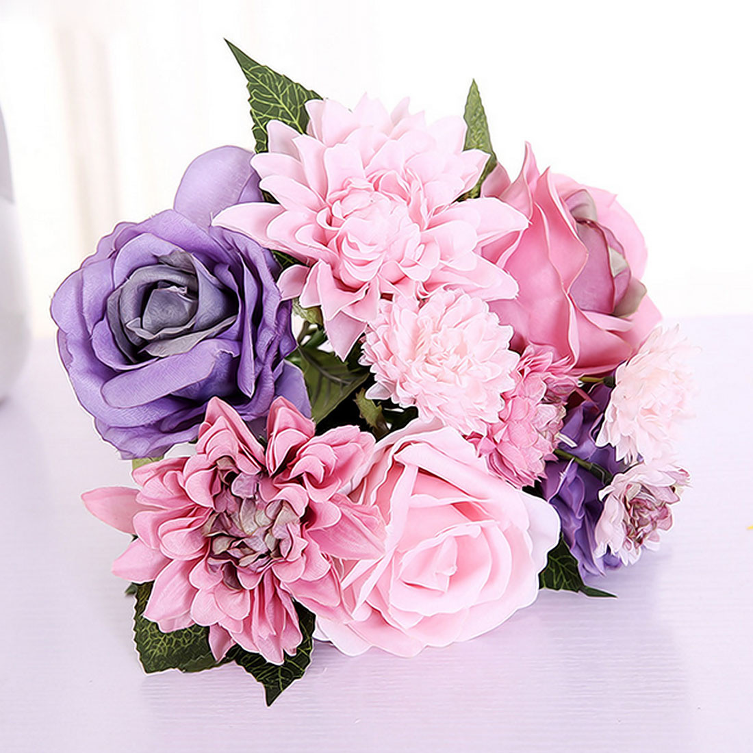 Artificial Flowers For Wedding
 Wedding bouquet Silk flower roses dahlias artificial