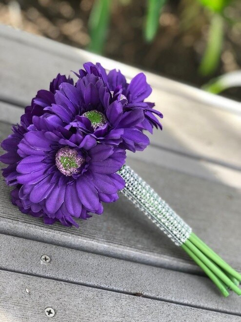 Artificial Wedding Flowers
 Purple Daisy Bridal Bouquet