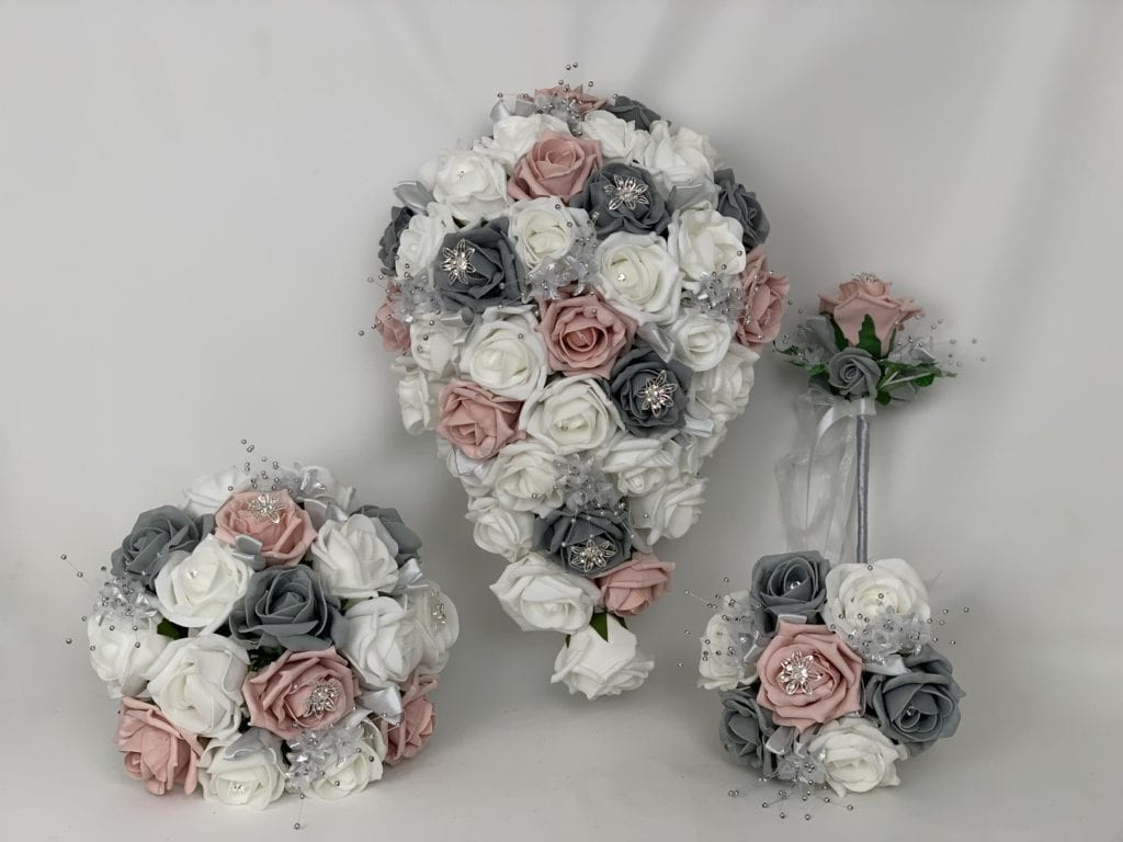 Artificial Wedding Flowers
 Artificial Wedding Flowers Package Silver Sprays Roses 3