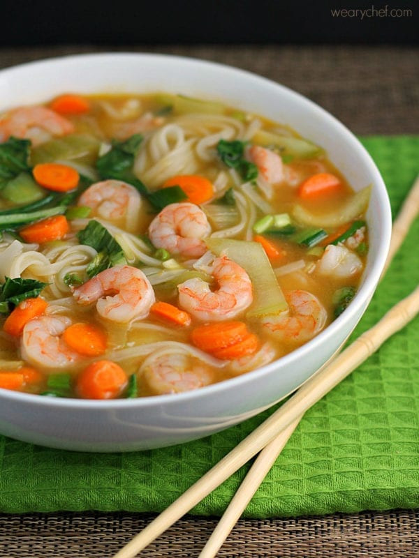 Asian Shrimp Noodles
 Asian Rice Noodle Soup with Shrimp The Weary Chef