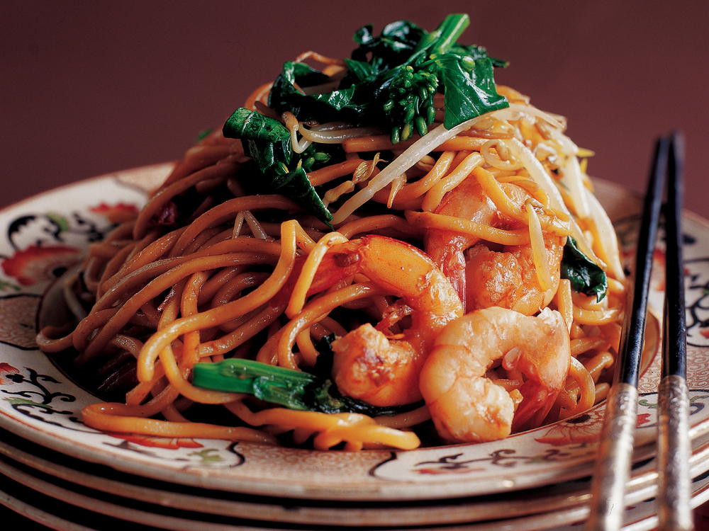 Asian Shrimp Noodles
 Stir Fried Chinese Egg Noodles with Shrimp and Asian